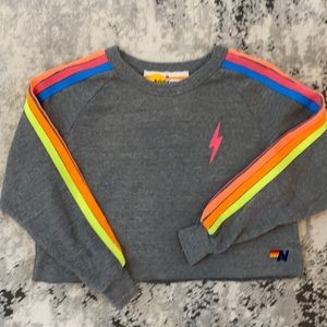 Aviator Nation Cropped neon sweatshirt